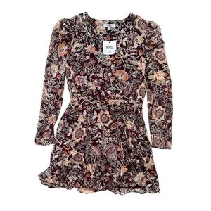 BB Dakota Steve Madden Womens Sz Medium Port Maroon Floral Fancy That Mini Dress